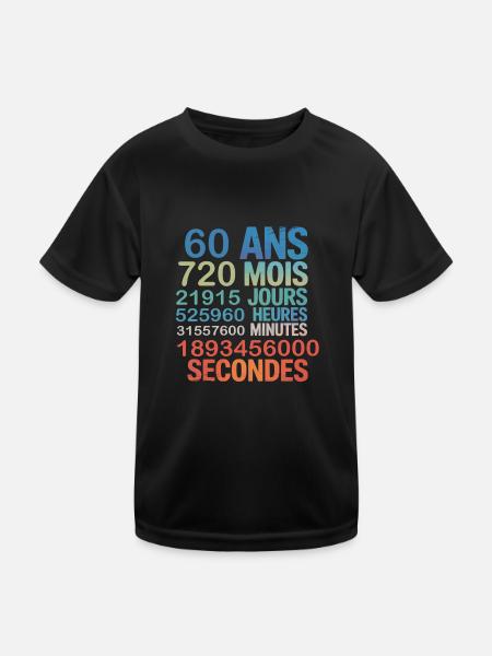 60 Ans – 720 Mois, 21915 Jours, 1.8 Billion - Kids Functional T-Shirt - black - Front