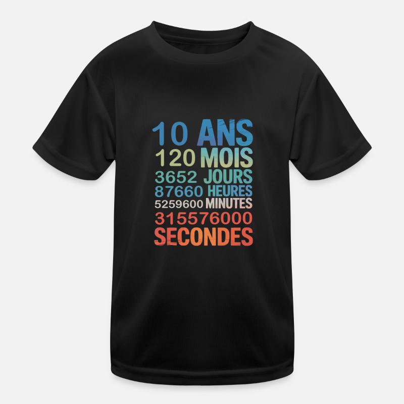 10 Ans – Compte à Rebours de la Vie en Secondes T-shirt sport Enfant