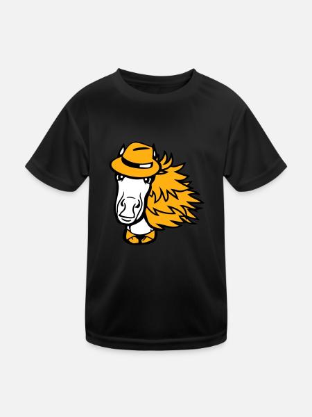 cheval homme chapeau costume cravate détective garçon cool - T-shirt sport Enfant - noir - Devant