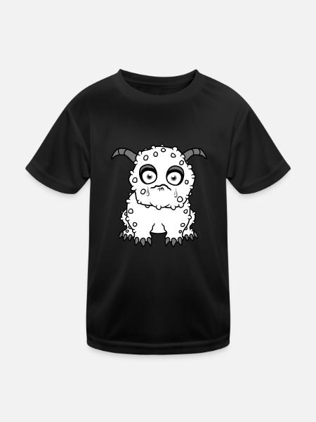trauriges kleines monster suess niedlich unglueckl - Kinder Funktions-T-Shirt - Schwarz - Vorne
