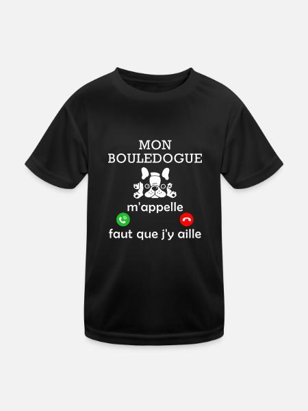 mon bouledogue m'appelle / bouledogue français - T-shirt sport Enfant - noir - Devant