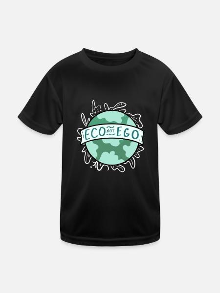 Eco Nicht Ego Ecofriendly und Aktivist Geschenk - Kinder Funktions-T-Shirt - Schwarz - Vorne