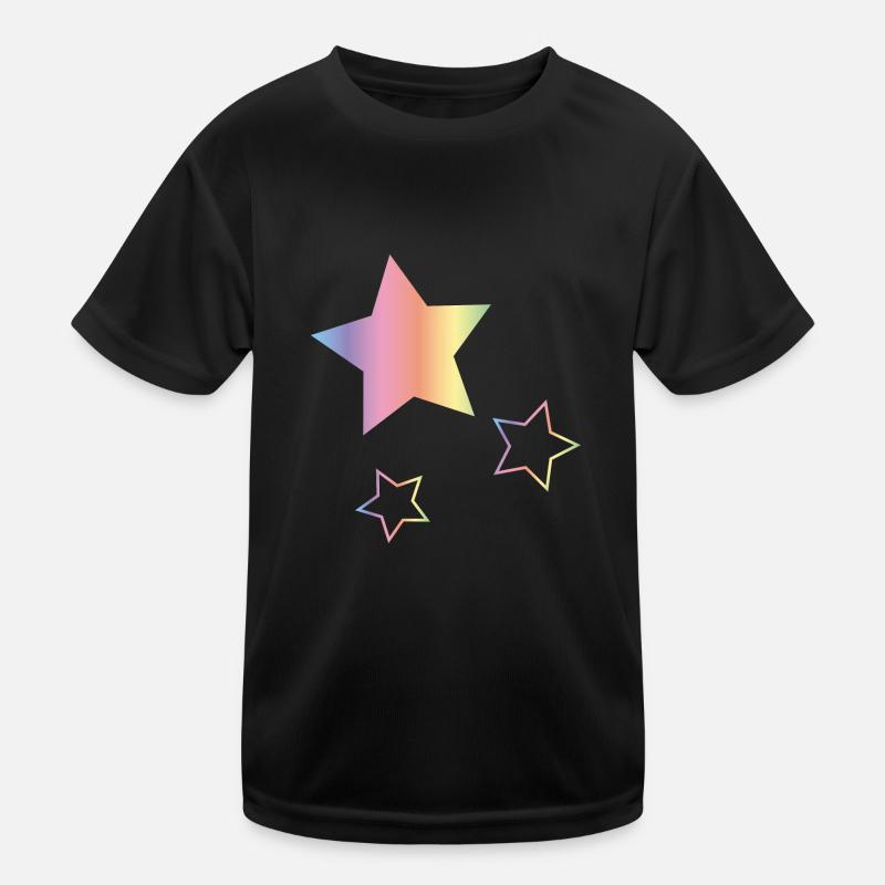 Rainbow Stars - Kids Functional T-Shirt - black