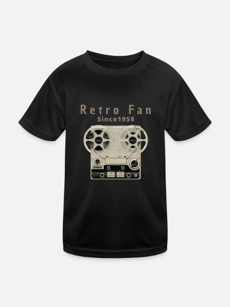 Tape tape recorder 1958 Retro Vintage - Kids Functional T-Shirt - black - Front