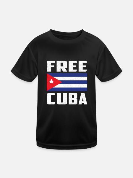Vintage Free Cuba - Cuba Flag - T-shirt sport Enfant - noir - Devant