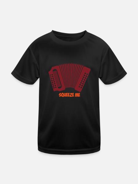 Squeeze me Geschenk Akkordeon Ziehharmonika - Kinder Funktions-T-Shirt - Schwarz - Vorne