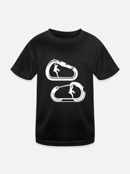 Bouldern Klettern Climbing - Kinder Funktions-T-Shirt - Schwarz - Vorne