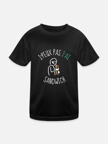 j'peux pas j'ai sandwich idée cadeau humour - T-shirt sport Enfant - noir - Devant