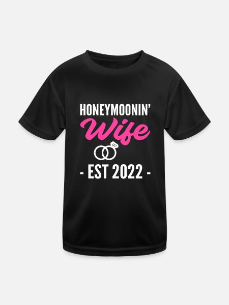 Flitterwochen Frau Neu verheiratete Frau Gift - Kinder Funktions-T-Shirt - Schwarz - Vorne
