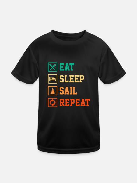 Eat Sleep Sail Repeat Sailor Skipper Captain Sailb - Kinder Funktions-T-Shirt - Schwarz - Vorne
