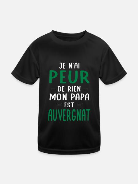 Je n'ai peur de rien mon papa est Auvergnat - T-shirt sport Enfant - noir - Devant