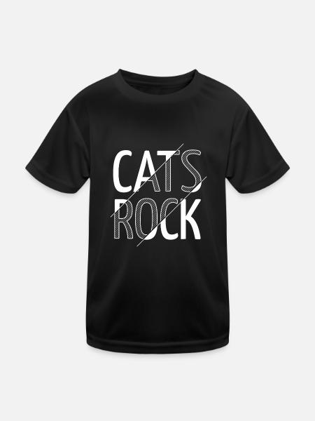 idée actuelle visage de chat tshirts blagues géniales - T-shirt sport Enfant - noir - Devant