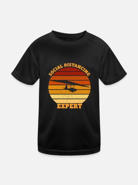 Social distancing Expert Hang Gliding - Kinder Funktions-T-Shirt - Schwarz - Vorne