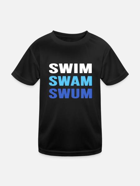 Schwimmen Schwimmer schwimmt Schwimmabzeichen - Kinder Funktions-T-Shirt - Schwarz - Vorne
