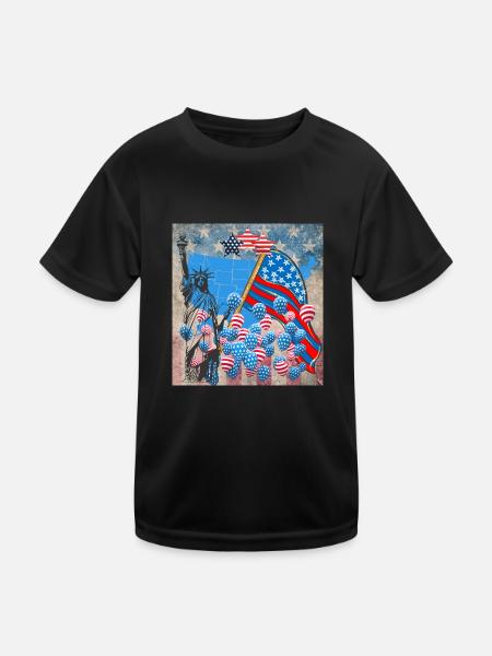 USA, celebrities and belts - Kids Functional T-Shirt - black - Front