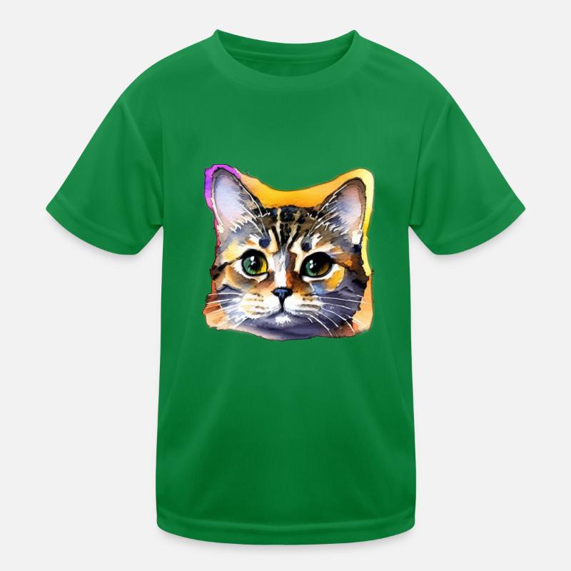 Katzengesicht 4 Kinder Funktions-T-Shirt