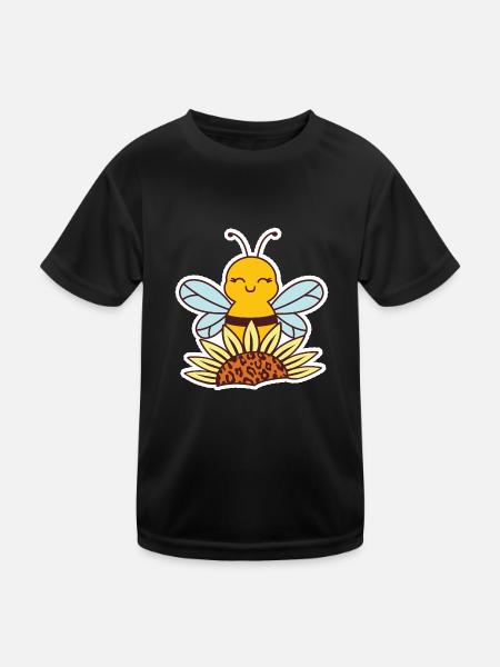 Bee Sticker Bee Bee Wasp - Kids Functional T-Shirt - black - Front