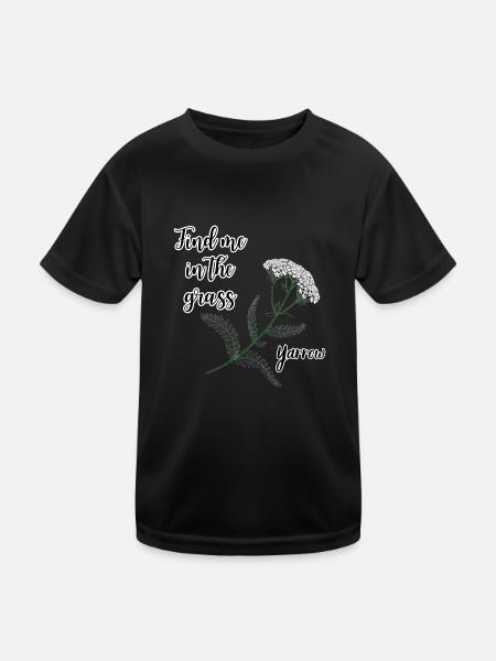 Find me in the grass... yarrow - Kids Functional T-Shirt - black - Front