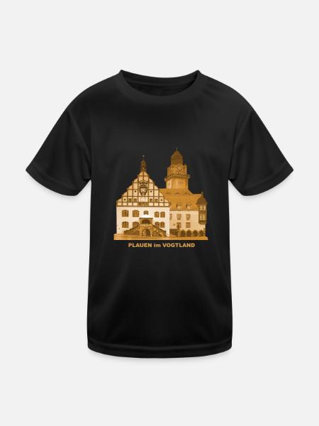 Plauen Town Hall Vogtland Plauener Spitze Saschsen - Kids Functional T-Shirt - black - Front