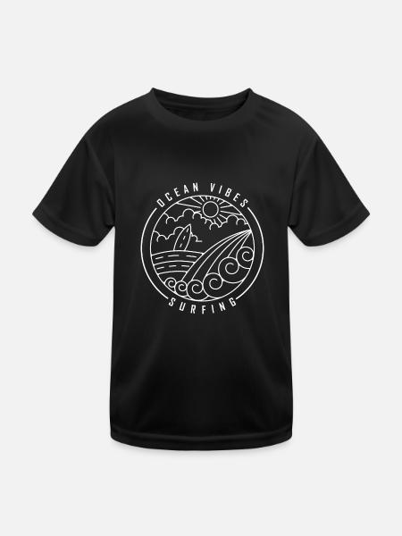 Surfing Surfboard Surfer Gift Idea - Kids Functional T-Shirt - black - Front