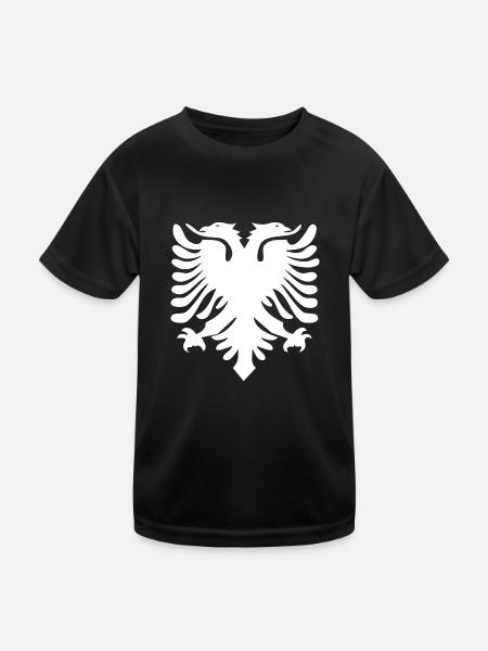 Albaner Albanisch Shqiponja Adler Shqiperia Kosovo - Kinder Funktions-T-Shirt - Schwarz - Vorne