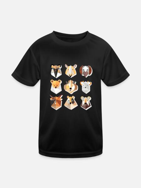 Geometric animals - Kids Functional T-Shirt - black