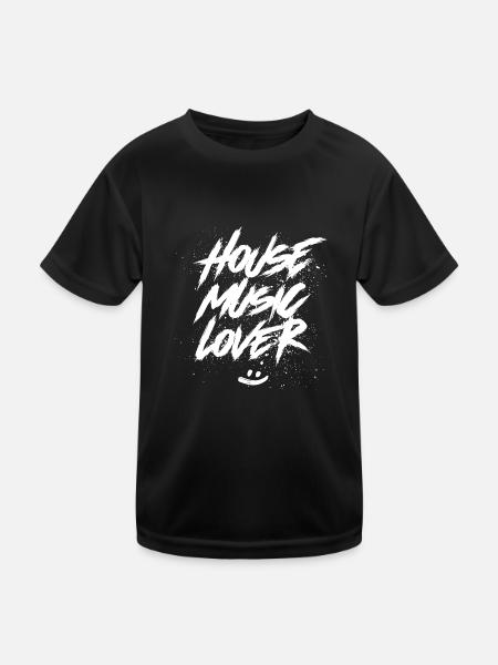 House Music Lover - Kinder Funktions-T-Shirt - Schwarz - Vorne