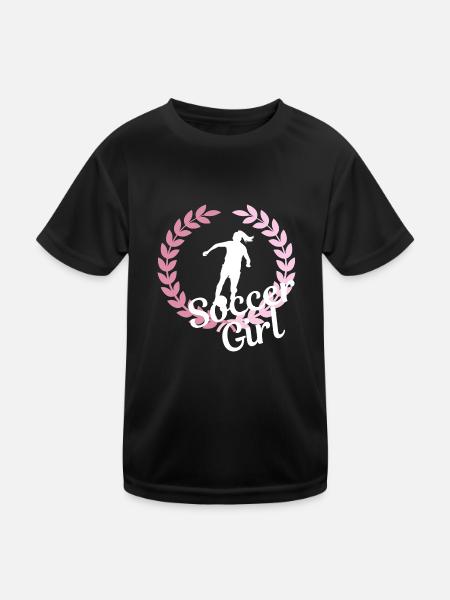 Fußball Mädchen, Frauenfußball, Frauenfußball, Sport - Kinder Funktions-T-Shirt - Schwarz - Vorne