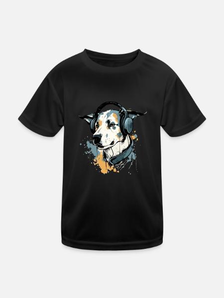 Jay the audiophile dog - Kids Functional T-Shirt - black - Front