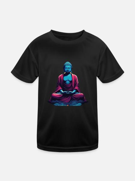 Blauer Buddha in Meditation Versenkung Dualität - Kinder Funktions-T-Shirt - Schwarz - Vorne