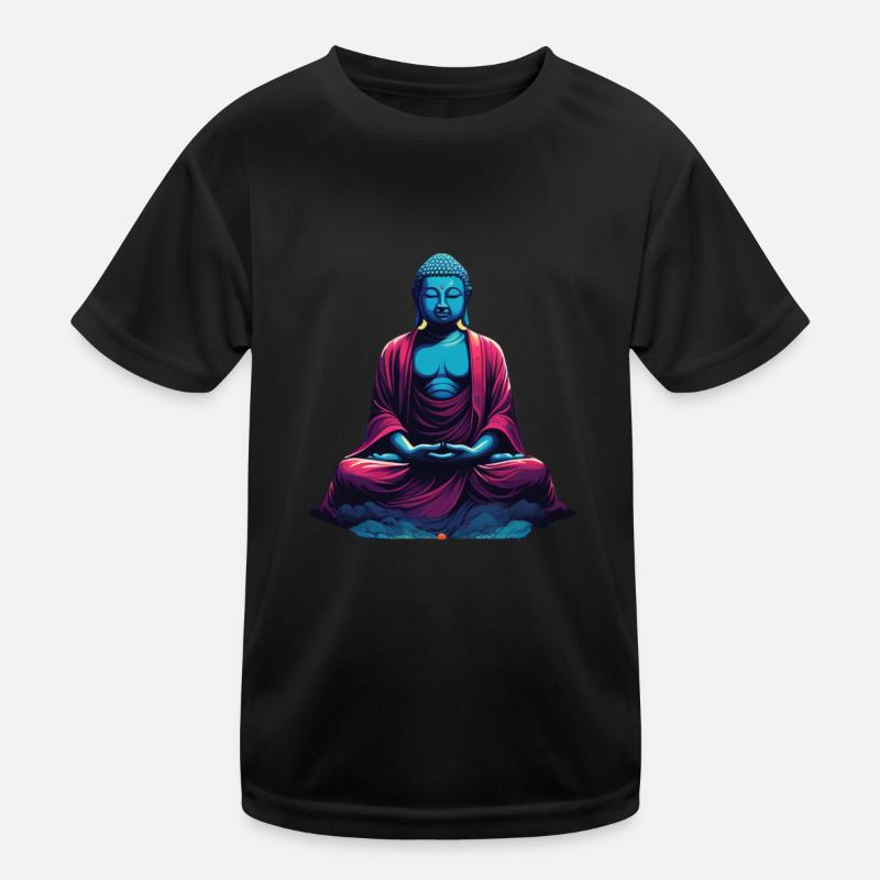 Blue Buddha in meditation contemplation duality Kids Functional T-Shirt