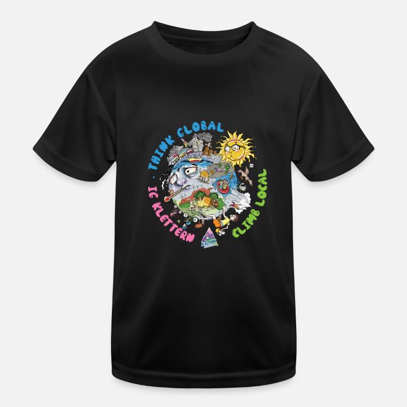 Think Global Climb Local Bright Background Kids Functional T-Shirt