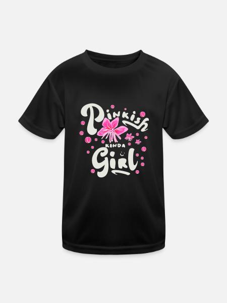 Pinkes Mädchen - Girls Spruch - Kinder Funktions-T-Shirt - Schwarz - Vorne