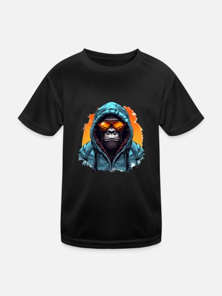 Street style mountain gorilla | Gorilla lovers - Kids Functional T-Shirt - black - Front