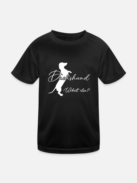 Dackel was sonst? Dackelsilhouette - Kinder Funktions-T-Shirt - Schwarz - Vorne