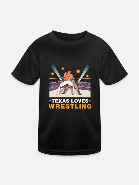 Texas wrestling design for proud Texas fans - Kids Functional T-Shirt - black - Front