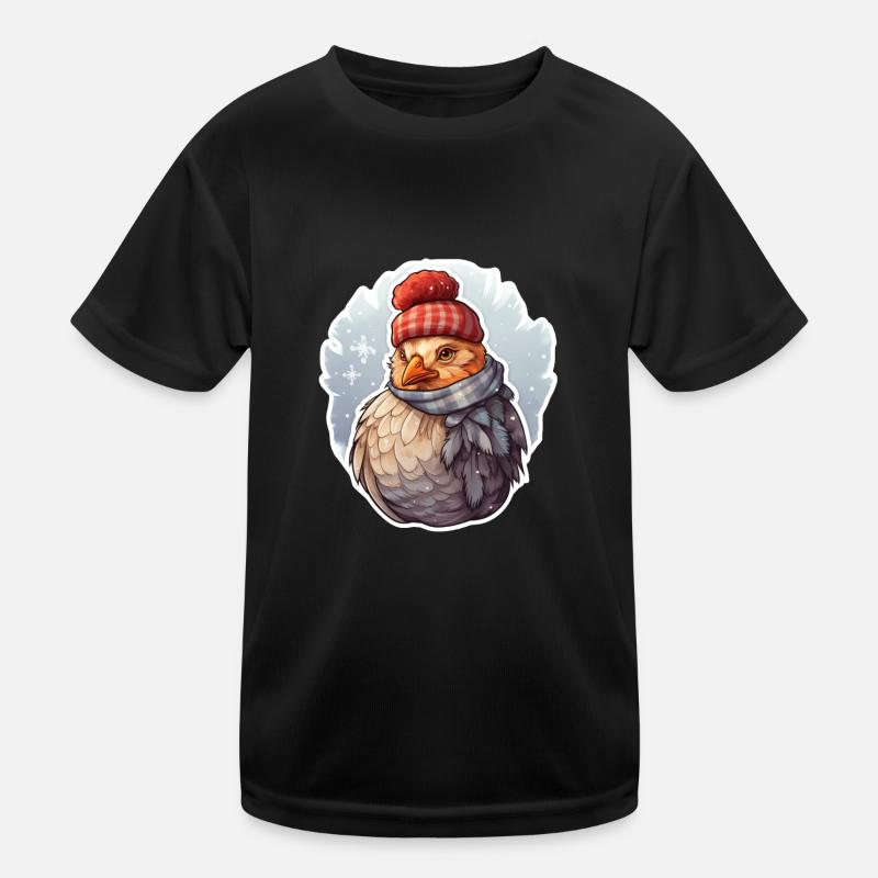 Poulet avec chapeau et écharpe T-shirt sport Enfant