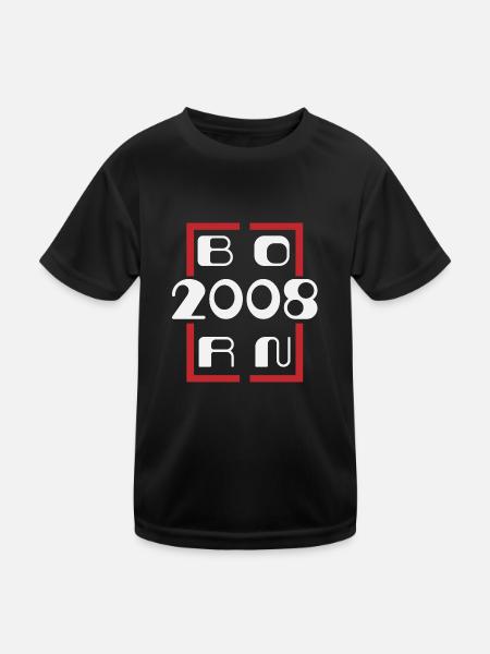 Jahrgang 2008 - Jubiläum 2008 - Kinder Funktions-T-Shirt - Schwarz - Vorne