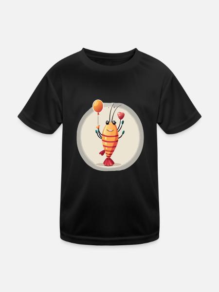 shrimp - Kids Functional T-Shirt - black - Front