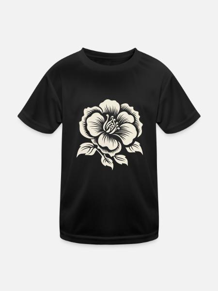 Fleur éthérée - T-shirt sport Enfant - noir - Devant