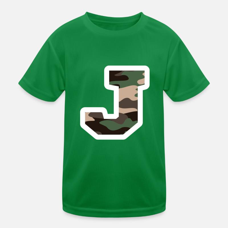 Buchstabe J Militärische Tarnung - Geschenkidee Kinder Funktions-T-Shirt