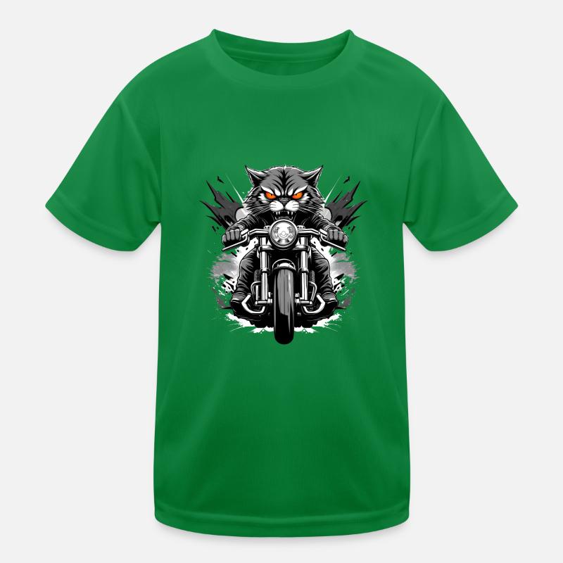 Angry Cat ride Motorcycle Kinder Funktions-T-Shirt