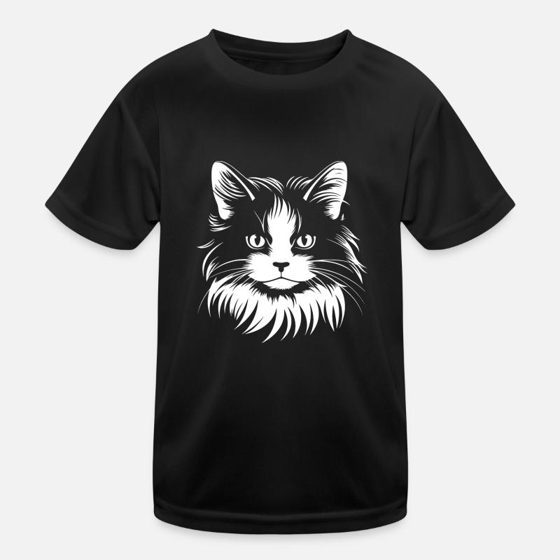 Katze, katzenmotiv - Kinder Funktions-T-Shirt - Schwarz