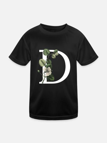 Green Botanical Letter - Kids Functional T-Shirt - black - Front