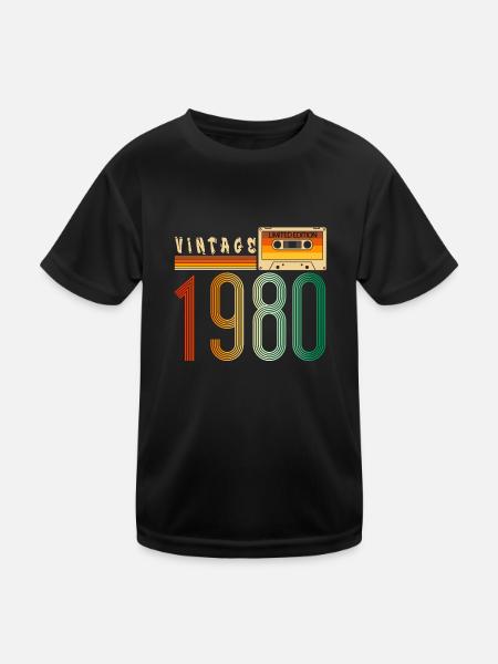 Jahr 1980 Old School Kassette Musik Retro - Kinder Funktions-T-Shirt - Schwarz - Vorne