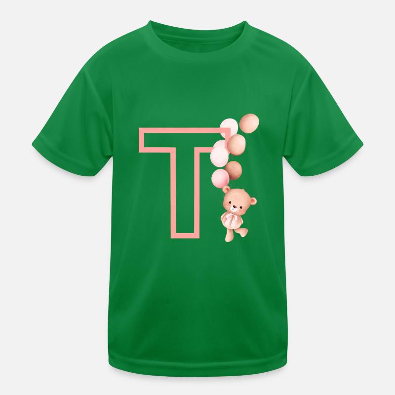 Lettre t rose ours T-shirt sport Enfant
