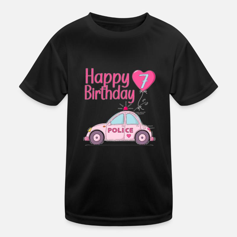Joyeux anniversaire 7 Police Rose T-shirt sport Enfant
