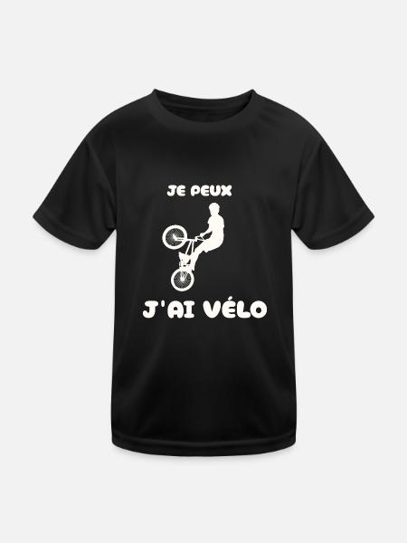 je peux j'ai vélo - T-shirt sport Enfant - noir - Devant