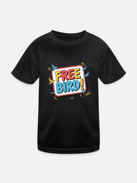 Free Bird - frei wie ein Vogel - Kinder Funktions-T-Shirt - Schwarz - Vorne