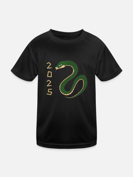 Green snake 2025 - Kids Functional T-Shirt - black - Front
